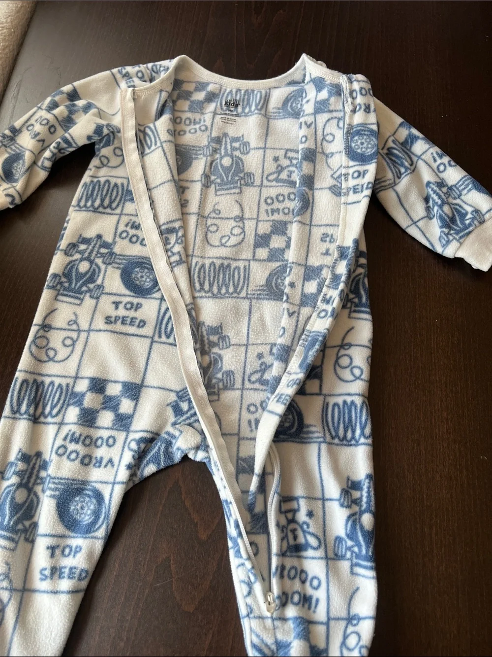 Kids Headquarters Blue Printed Fleece Footed One-Piece